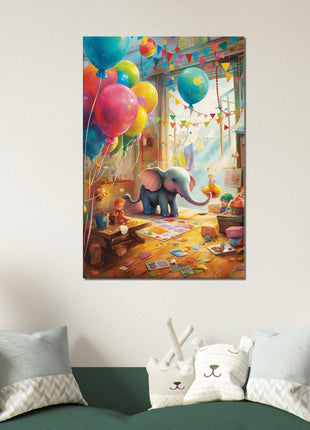 Elephant in playroom kids poster