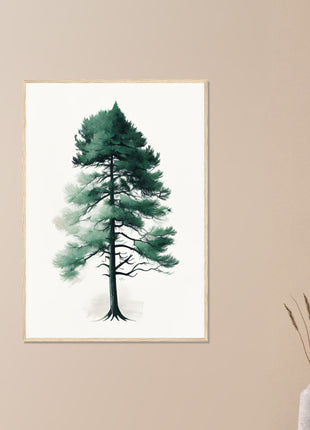 Minimalist tree on white background poster