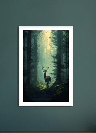 Deer in the woods poster