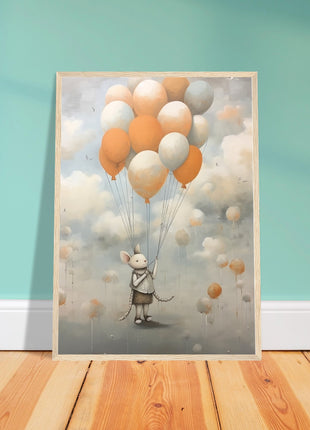 Mouse with balloons kids room poster