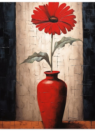 Red flower in vase poster - modern