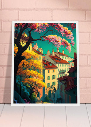 Colorful Town In Spring Poster