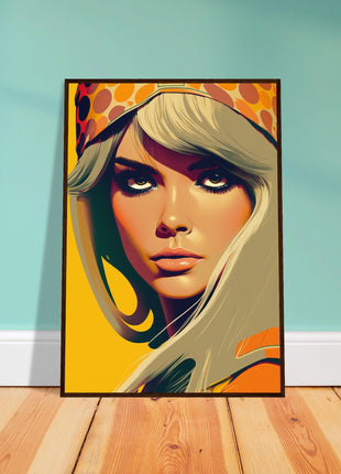 Retro Lady Poster - Yellow Orange Tone