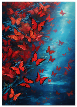 Red & blue butterfly poster