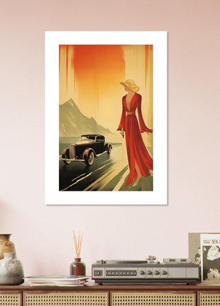 Retro dame elke en autoposter