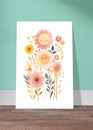 Happy Floral Faces Art Print