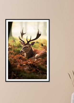 Deer in the woods poster