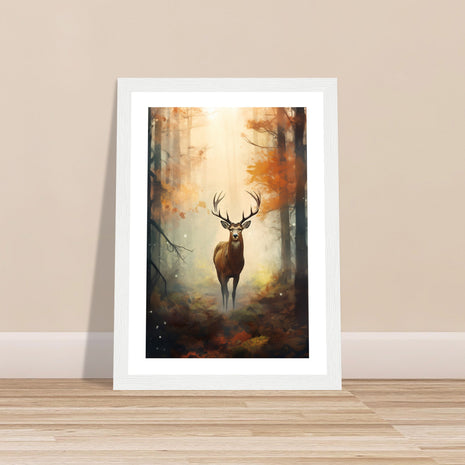 Deer in the woods painting poster