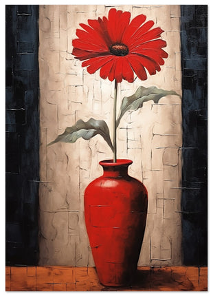 Red flower in vase poster - modern