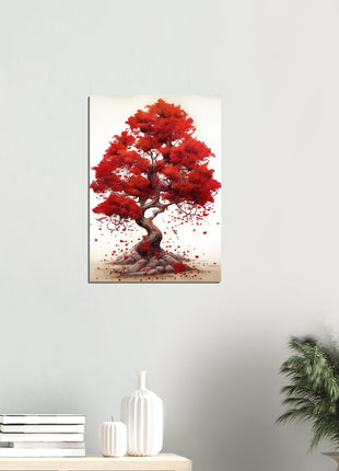 Red tree drawing poster