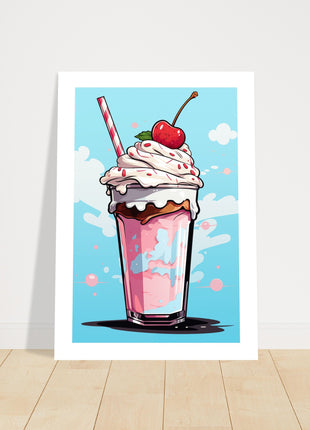 Vintage cherry milkshake poster