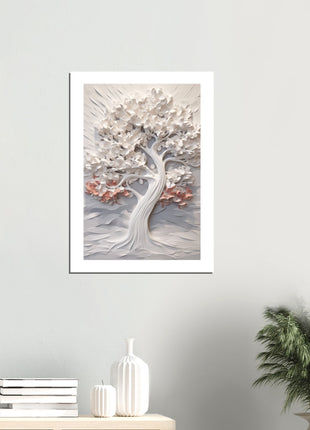 Sculpted Serenity: Majestic 3D White Tree Poster