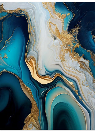 Gold and blue marble swirl poster