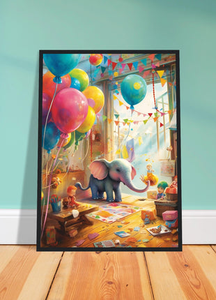 Elephant in playroom kids poster