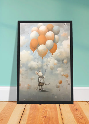 Mouse with balloons kids room poster