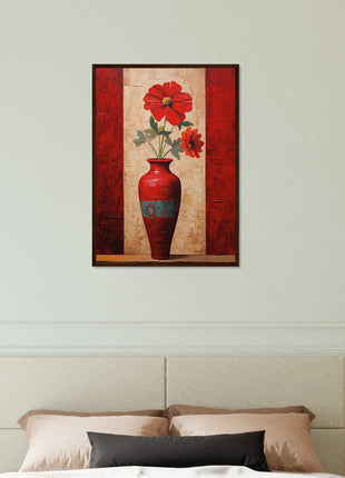 Prachtige poster met rode bloemen