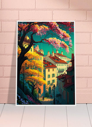 Colorful Town In Spring Poster