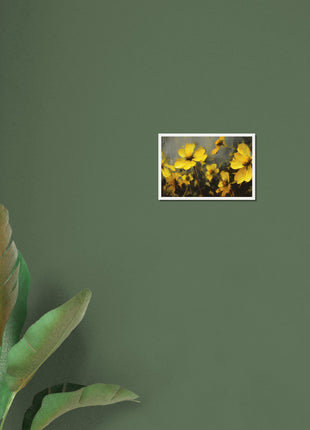 Yellow spring flowers on darker background poster