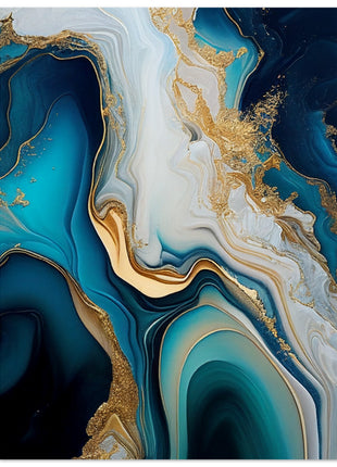 Gold and blue marble swirl poster