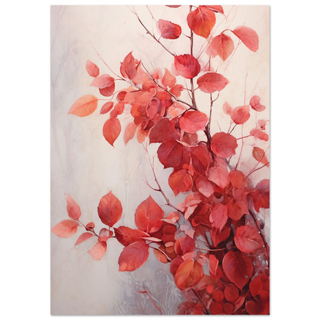 Red leaves in the mist poster