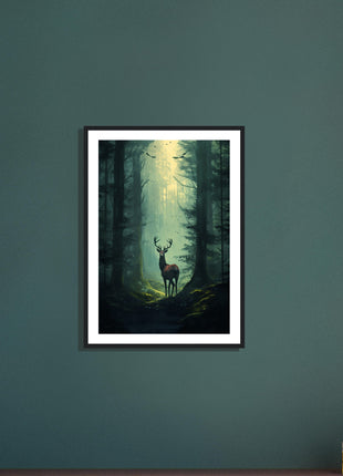 Deer in the woods poster