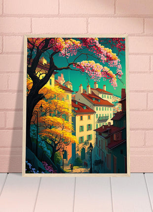 Colorful Town In Spring Poster