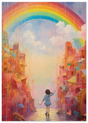 Rainbow city kids room poster