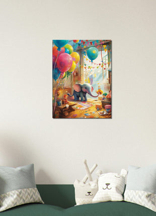 Elephant in playroom kids poster