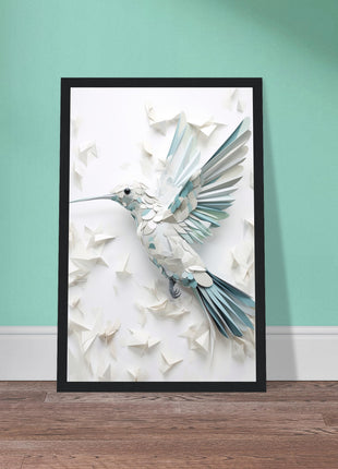 Geometric hummingbird poster