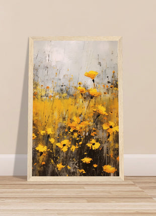 Yellow flower in field painting poster