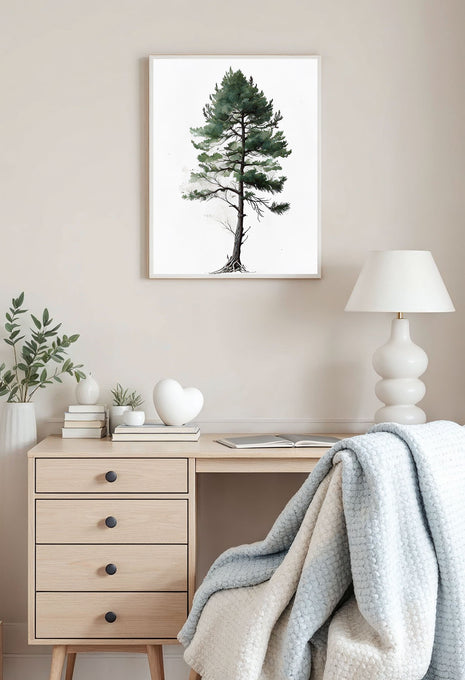 Minimalist serene pine tree poster