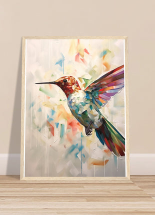 Geometric hummingbird poster