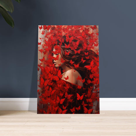 Red butterfly mist poster