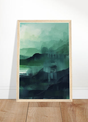 Green abstract sunrise landscape poster (part 3 of 3)