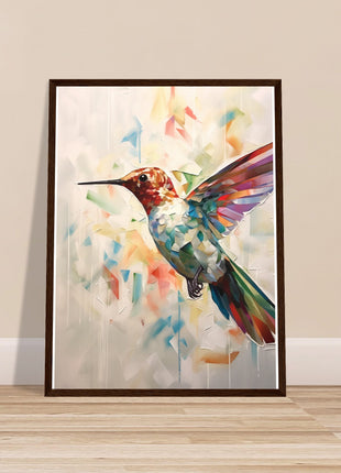 Geometric hummingbird poster