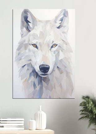 White wolf geometric poster