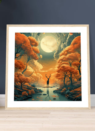 Deer fall landscape - Fall poster