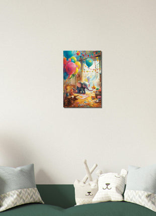 Elephant in playroom kids poster