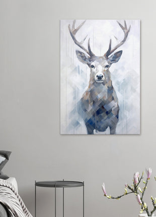 Deer in the mist with geometric blend poster