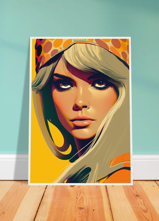 Retro Lady Poster - Yellow Orange Tone