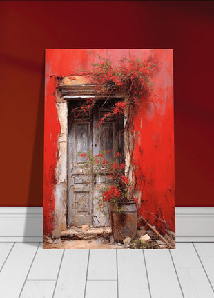 Red rustic entrance poster