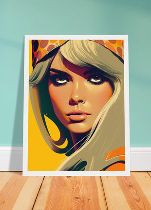 Retro Lady Poster - Yellow Orange Tone