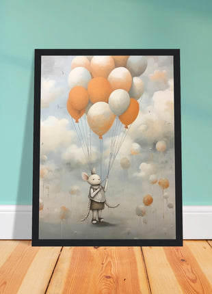 Mouse with balloons kids room poster