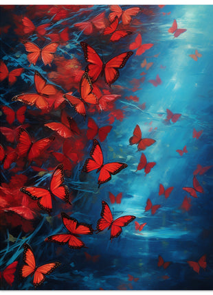 Red & blue butterfly poster