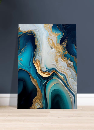 Gold and blue marble swirl poster