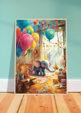 Elephant in playroom kids poster