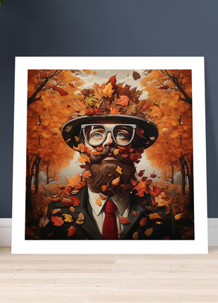 Man and leaves - Fall poster