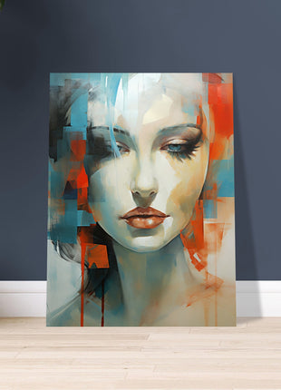 Modern poster - Lady in blue and red