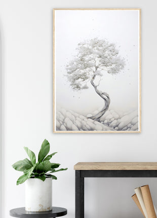 White tree painting poster