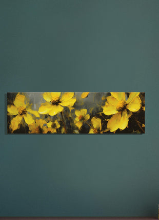 Yellow spring flowers on darker background poster